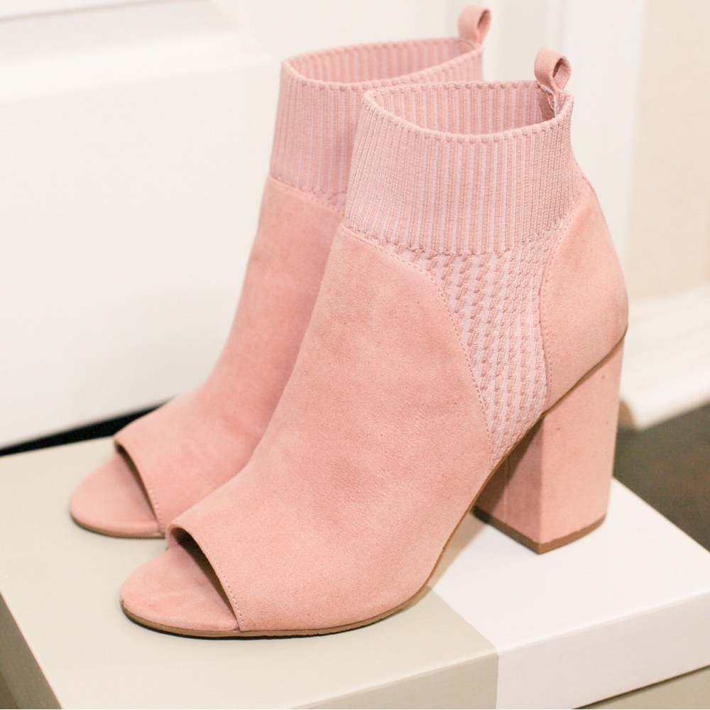 BP blush faux suede booties
